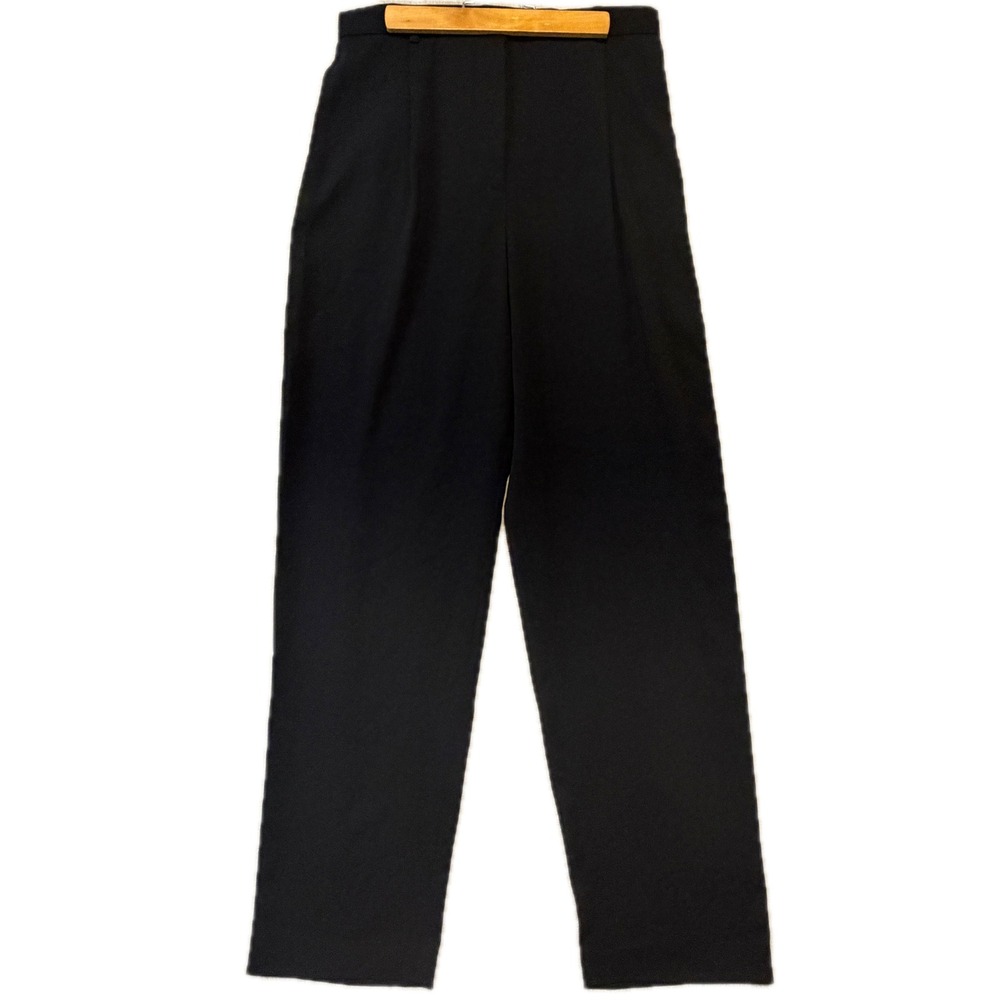 YANSI FUGEL Black Microfiber High Rise Straight Leg Trousers Size 8
